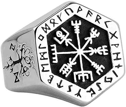 Punk-Titan-Stahl-Kompass-Ring, nordischer Runen-Ring-Schmuck für Männer von Generic