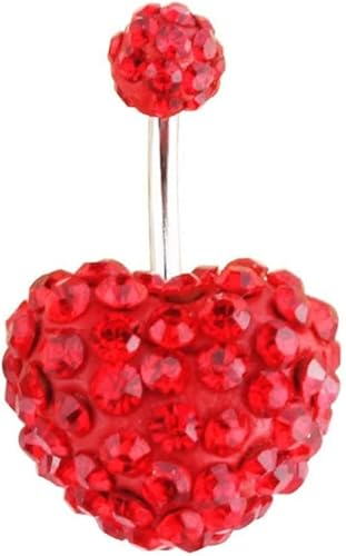 Punk in Herzform Kugel aus Edelstahl für Frauen Bauchnabelpiercing Körperpiercing Nabelpiercing (rot) von Generic