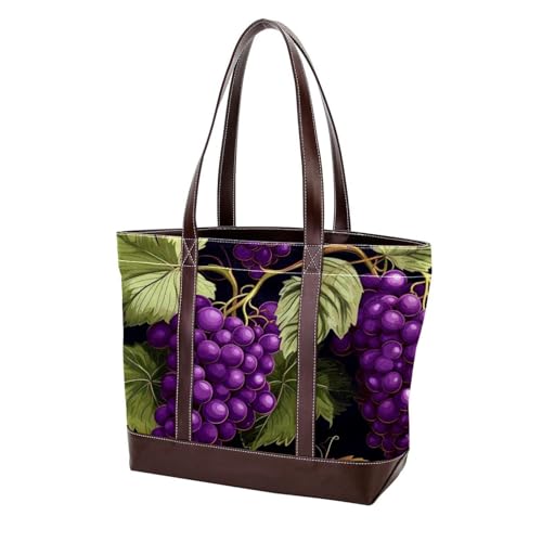 Purple Grape-1970 modische gewaschene strapazierfähige Ledergeldbörse für Damen, mit Tragegriff oben, mit Taschen, Reißverschluss, Mehrfarbig 03, 33.8x12x31cm/13.3x4.7x12.2 in von Generic