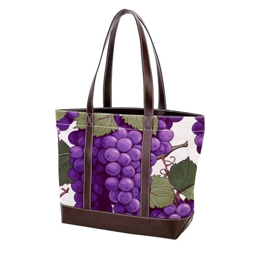 Purple Grape-1970 modische gewaschene strapazierfähige Ledergeldbörse für Damen, mit Tragegriff oben, mit Taschen, Reißverschluss, Mehrfarbig 06, 33.8x12x31cm/13.3x4.7x12.2 in von Generic
