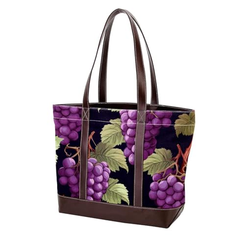 Purple Grape-1970 modische gewaschene strapazierfähige Ledergeldbörse für Damen, mit Tragegriff oben, mit Taschen, Reißverschluss, Mehrfarbig 07, 33.8x12x31cm/13.3x4.7x12.2 in von Generic
