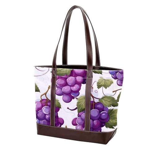 Purple Grape-2003 modische gewaschene strapazierfähige Ledergeldbörse für Damen, mit Tragegriff oben, mit Taschen, Reißverschluss, Mehrfarbig 05, 33.8x12x31cm/13.3x4.7x12.2 in von Generic