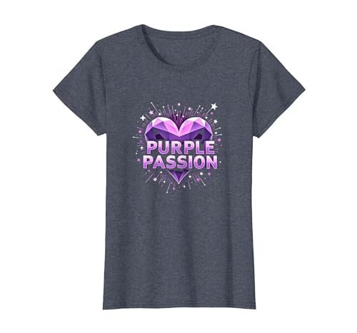 Purple Passion: Stellar Heart Adventure für Jungen T-Shirt, Damen, Blau Meliert, XS Purple Passion: Stellar Heart Adventure für Jungen T-Shirt, Damen, Blau Meliert, XS von Generic
