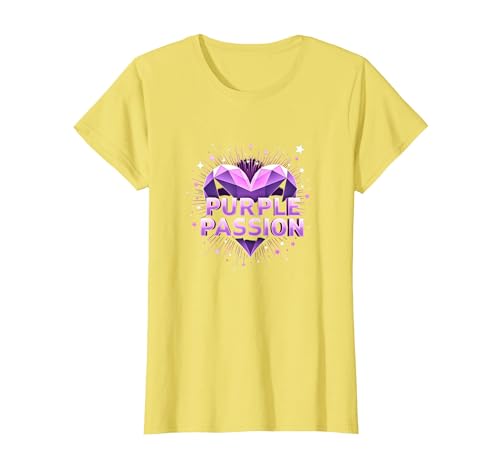 Purple Passion: Stellar Heart Adventure für Jungen T-Shirt, Damen, Gelb, XS Purple Passion: Stellar Heart Adventure für Jungen T-Shirt, Damen, Gelb, XS von Generic