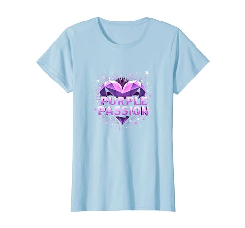 Purple Passion: Stellar Heart Adventure für Jungen T-Shirt, Damen, Himmelblau, XS von Generic
