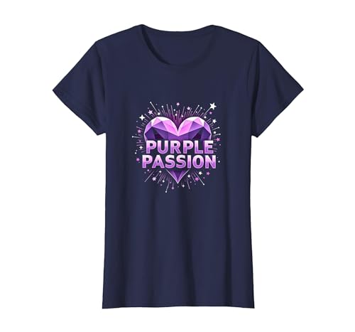 Purple Passion: Stellar Heart Adventure für Jungen T-Shirt, Damen, Marineblau, XS von Generic