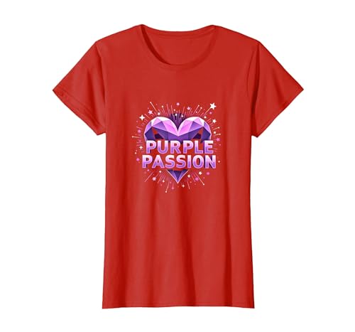 Purple Passion: Stellar Heart Adventure für Jungen T-Shirt, Damen, Rot, XS Purple Passion: Stellar Heart Adventure für Jungen T-Shirt, Damen, Rot, XS von Generic