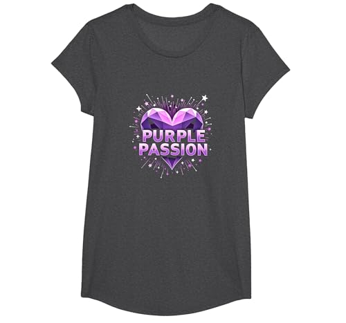 Purple Passion: Stellar Heart Adventure für Jungen T-Shirt, Girls, Anthrazit Meliert, XS von Generic