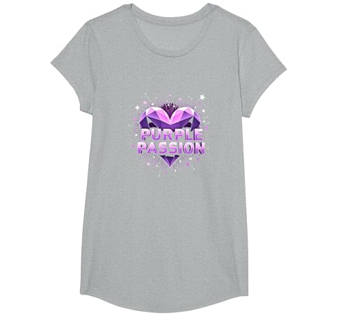 Purple Passion: Stellar Heart Adventure für Jungen T-Shirt, Girls, Grau Meliert, XS von Generic