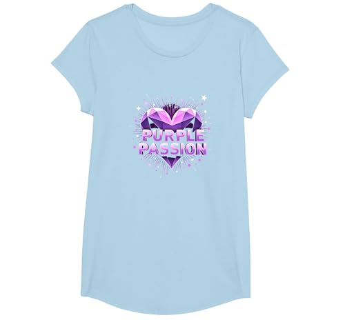 Purple Passion: Stellar Heart Adventure für Jungen T-Shirt, Girls, Himmelblau, XS von Generic