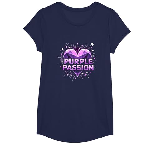 Purple Passion: Stellar Heart Adventure für Jungen T-Shirt, Girls, Marineblau, XS Purple Passion: Stellar Heart Adventure für Jungen T-Shirt, Girls, Marineblau, XS von Generic
