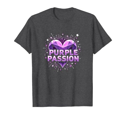 Purple Passion: Stellar Heart Adventure für Jungen T-Shirt, Herren, Anthrazit Meliert, 5XL von Generic