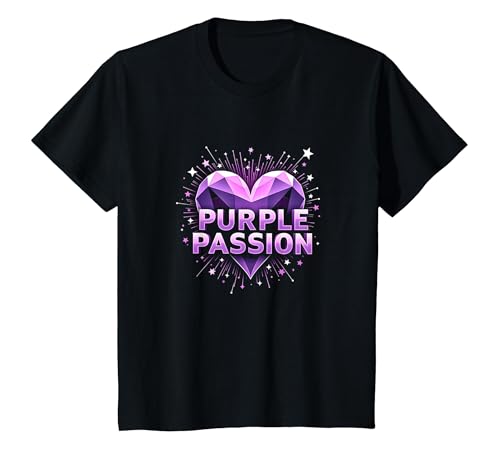 Purple Passion: Stellar Heart Adventure für Jungen T-Shirt, Kinder, Schwarz, 92 von Generic