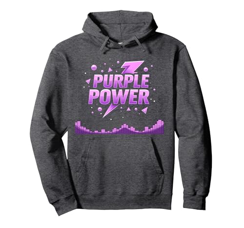 Purple Power: Energetic Boys Superhero Statement Pullover Hoodie, Unisex für Erwachsene, Anthrazit Meliert, S von Generic
