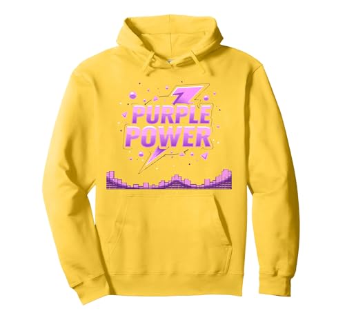Purple Power: Energetic Boys Superhero Statement Pullover Hoodie, Unisex für Erwachsene, Gelb, L von Generic