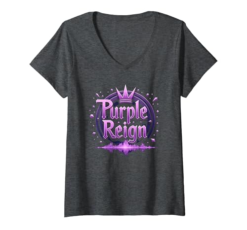 Purple Reign: Königliches Abenteuer für Jungen T-Shirt mit V-Ausschnitt, Damen, Anthrazit Meliert, S von Generic
