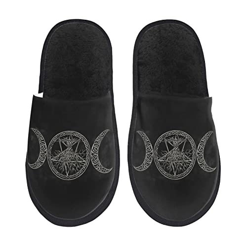 Puschen Indoor Dreifachmond Mit Pentagramm Pantoffeln Bequeme Hausschuhe Herren Weiche Home Slipper Für Damen, Unisex, Den Alltag M von Generic