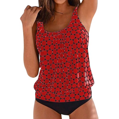 Push Up Tankini Damen Bauchweg Bademode Set Push Up Bauch Weg Tankini GroßE GrößEn Bademode Set Push Up Tankini Oberteile Gepolsterte Polka Dot mit Badeshorts-Sets Elegant Strandmode Badeanzug von Generic