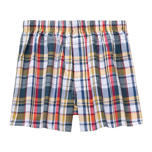Pyjamahose Herren Kurz Schlafanzughose Baumwolle Kariert Pyjamahose Shorty Nachtwäsche Schlafshorts Boxer mit Taschen Sommer Sleephose Freizeithose für Männer Schlafhose Haushose (Orange #2, XL) von Generic