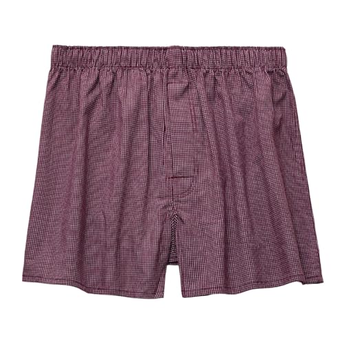 Pyjamahose Herren Kurz Schlafanzughose Baumwolle Kariert Pyjamahose Shorty Nachtwäsche Schlafshorts Boxer mit Taschen Sommer Sleephose Freizeithose für Männer Schlafhose Haushose (Wine #1, L) von Generic