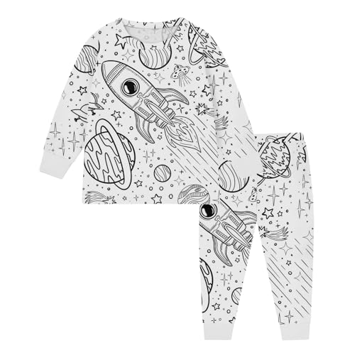 Pyjamas Zum Ausmalen Für Kinder DIY Handbemaltes Junge Mädchen Schlafanzüge Zum Ausmalen Nachtwäsche Cartoon Druck Kunst Färben Hausanzug Nachtwäsche Pjs Mit Langärmliges Und Hosen Homewear Set von Generic