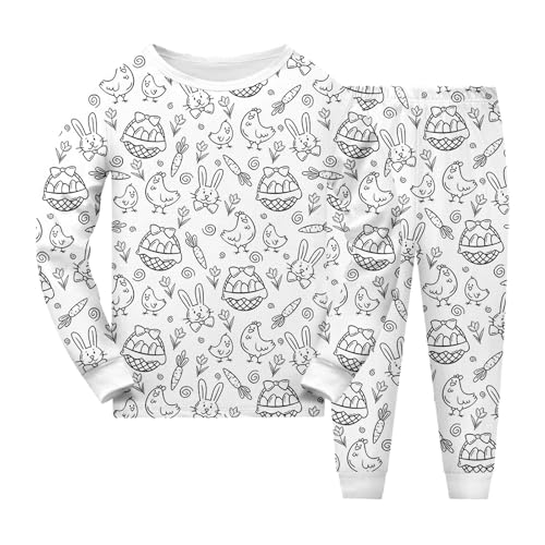 Pyjamas Zum Ausmalen Für Kinder DIY Handbemaltes Schlafanzüge Zum Ausmalen Nachtwäsche Cartoon Druck Kunst Färben Hausanzug Nachtwäsche Pjs Mit Langärmliges Und Hosen Warme Lose Weiß Homewear Set von Generic