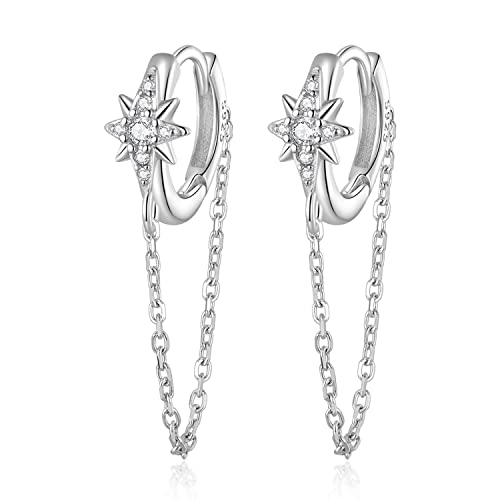 Quaste Kette Drop Dangle Kleine Creolen für Frauen Mädchen Männer Vergoldete Huggie Helix Knorpel Tragus Piercing Manschette von Generic