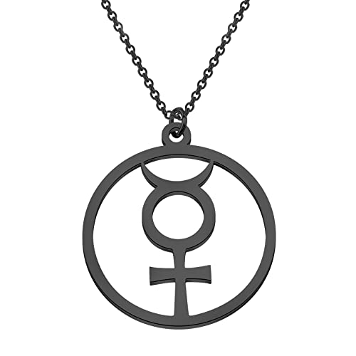 Quecksilber-Anhänger Alchemisches Symbol Edelstahl Halskette Quecksilber Symbol Schmuck Astrologisches Symbol Schmuck, 3.0 von Generic