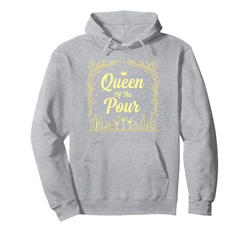 Queen of The Pour - Barkeeper for Women Gift Pullover Hoodie, Unisex für Erwachsene, Grau Meliert, S von Generic
