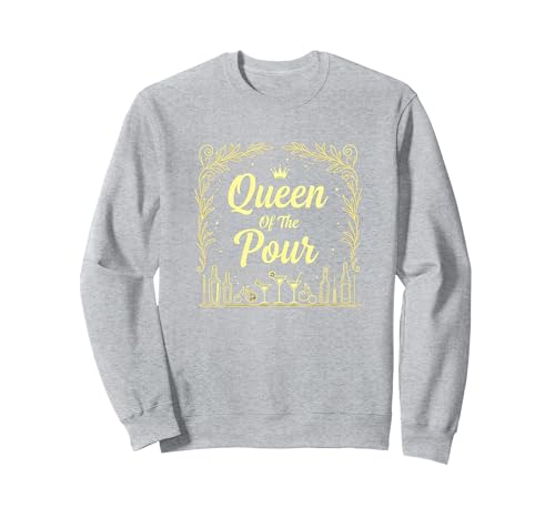 Queen of The Pour - Barkeeper for Women Gift Sweatshirt, Unisex für Erwachsene, Grau Meliert, XXL von Generic