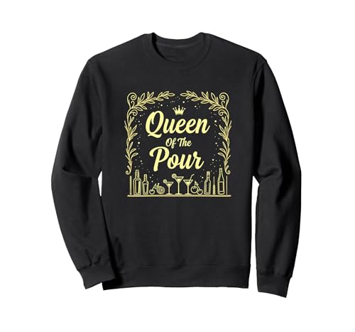 Queen of The Pour - Barkeeper for Women Gift Sweatshirt, Unisex für Erwachsene, Schwarz, XL von Generic