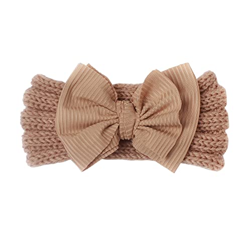 Quick Drying Headwrap für Kinder Kleinkind Baby Jungen Mädchen gestrickt Color Block Bowknot Haarband Kopfbedeckung Stirnband (Coffee, One Size) von Generic