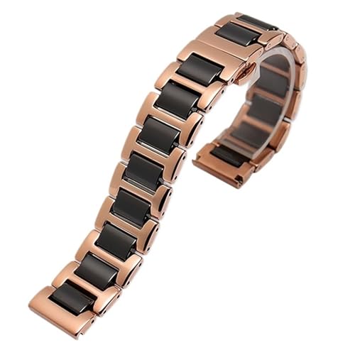 Quick Release Edelstahl Keramik Armband Männer Frauen Armband 20mm 22mm(Rose Gold Black_20mm) von Generic