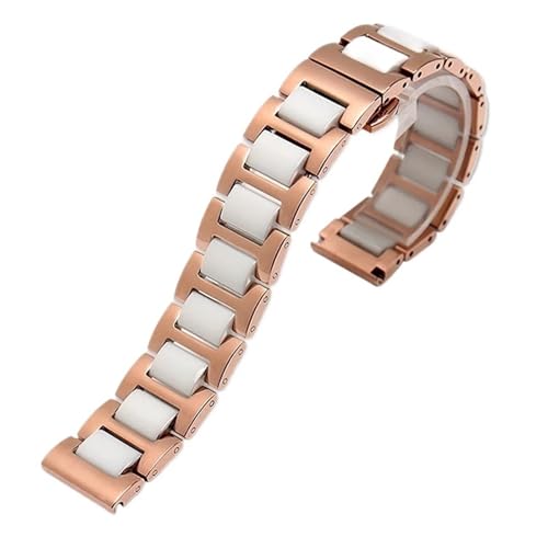 Quick Release Edelstahl Keramik Armband Männer Frauen Armband 20mm 22mm(Rose Gold White_14mm) von Generic