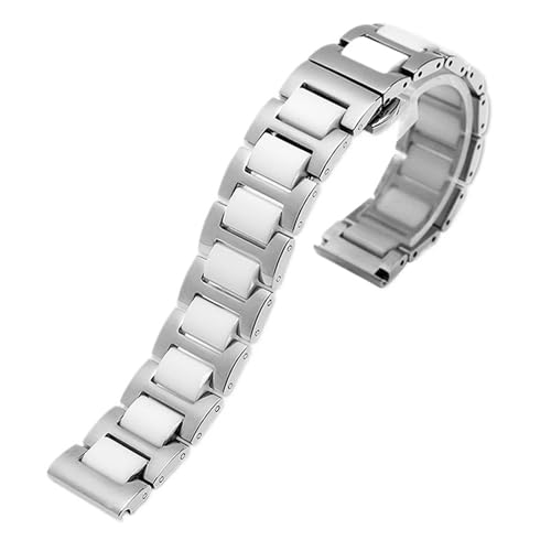 Quick Release Edelstahl Keramik Armband Männer Frauen Armband 20mm 22mm(Silver White_14mm) von Generic