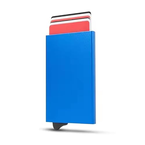 RFID Blocking Smart Wallet Slim Metal Card Holder Pop Up Design Blue RFID Blocking Smart Wallet Slim Metal Card Holder Pop Up Design Blue von Generic