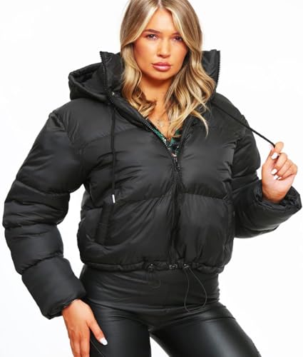 RMK Damen Jacke Winterjacke Bomberjacke Outdoor Puffer Jacke mit Kapuze Schwarz Ja.701 XXL von Generic