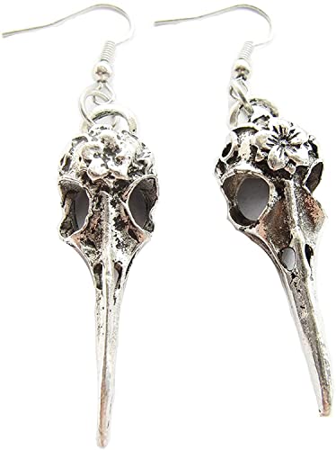 Rabenschädel Ohrringe Krähe Antik-Silber Ohrringe Vogelschädel Ohrhänger Krähe schön und charmant, Harz von Generic