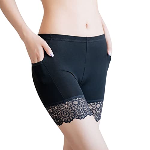 Radlerhose Damen kurz mit Spitze, Lange Unterhose Damen Boxershorts, Kurze Leggings Hose unter Kleid Unterziehhose von Generic