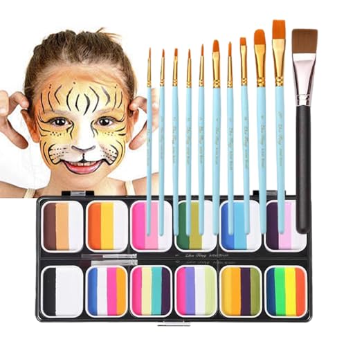 Rainbow Palette Gesichtsmalerei – 12-Farben-Gesichts- und Körpermalset | Professionelle abwaschbare Körperkunst-Make-up-Palette für Männer, Kinder, Erwachsene, Halloween, Festivals, Cosplay, sichere Rainbow Palette Gesichtsmalerei – 12-Farben-Gesichts- und Körpermalset | Professionelle abwaschbare Körperkunst-Make-up-Palette für Männer, Kinder, Erwachsene, Halloween, Festivals, Cosplay, sichere von Generic