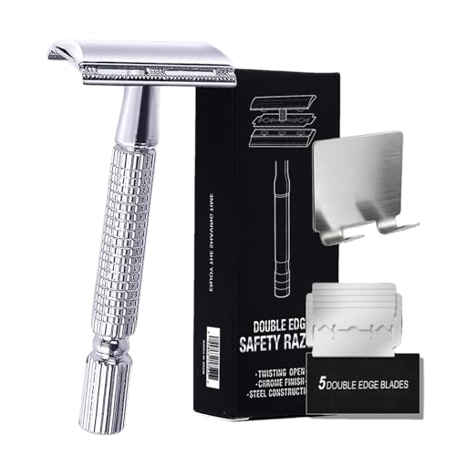 Rasierwerkzeug Herren – Zweischneidiger manueller Rasierhobel | Klassischer Rasierhobel | Rasiergerät Herren mit Nachfüllset | Für eine sanfte Rasur von Generic