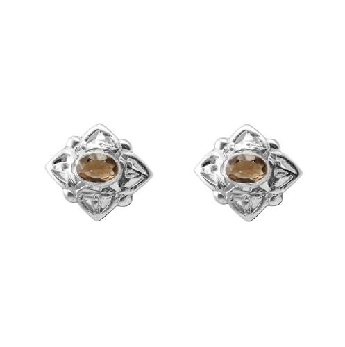 Rauchquarz-Ohrstecker, Lünette, Ovalschliff, Ohrstecker, Geburtstagsgeschenk für sie, handgefertigte Edelstein-Ohrringe Rauchquarz-Ohrstecker, Lünette, Ovalschliff, Ohrstecker, Geburtstagsgeschenk für sie, handgefertigte Edelstein-Ohrringe von Generic