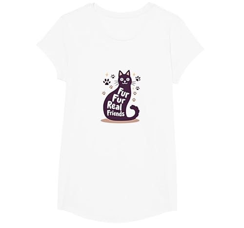 Real Friends Katzenpfotenabdruck für Tierliebhaber T-Shirt, Girls, Weiß, XS von Generic
