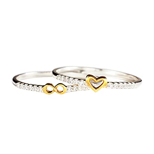 Reative Fashion Jewelry Damen Verlobungsring Liebesring 8 Figuren Ring Set Ring Legierung Ring Größe 5 bis 11 für Männer Frauen Stapelringe, gold, 36 von Generic