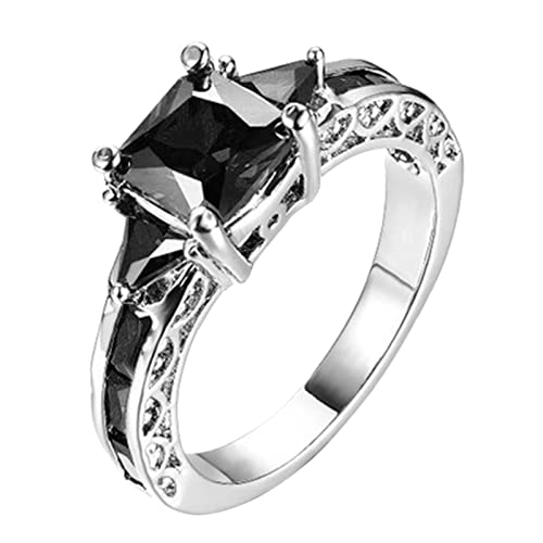 Reative Mode Schwarz Zirkon Schmuck Dame Verlobungsring Legierung Ring Größe 5 bis 11 für Männer Frauen Ringe Küche (Silver, 8) von Generic
