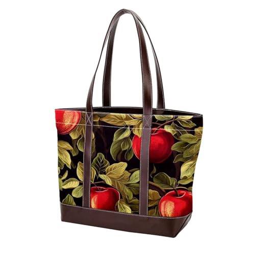 Red Fruits-2069 modische gewaschene strapazierfähige Ledergeldbörse für Damen, mit Tragegriff oben, mit Taschen, Reißverschluss, Mehrfarbig 03, 33.8x12x31cm/13.3x4.7x12.2 in von Generic