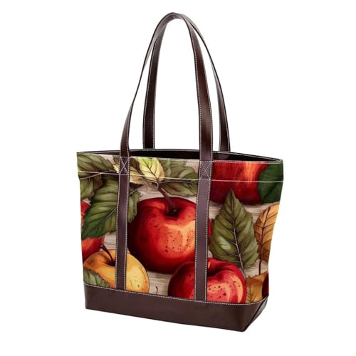 Red Fruits-2069 modische gewaschene strapazierfähige Ledergeldbörse für Damen, mit Tragegriff oben, mit Taschen, Reißverschluss, Mehrfarbig 07, 33.8x12x31cm/13.3x4.7x12.2 in von Generic
