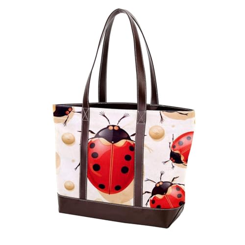 Red Seven Star Ladybug-144 Schulter-Geldbörsen für Damen, groß, weiches gewaschenes Leder und strapazierfähige Handtaschen, Mehrfarbig 10, 33.8x12x31cm/13.3x4.7x12.2 in von Generic