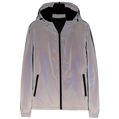 Reflektierende Jacke Herren Damen Fahrrad Regenjacke Unisex Full Reflective Jacke Laufjacke Atmungsaktiv Winddicht Wasserabweisend Reflekierend Fahrradjacke Paar Color Changing Jacket Reflektierende Jacke Herren Damen Fahrrad Regenjacke Unisex Full Reflective Jacke Laufjacke Atmungsaktiv Winddicht Wasserabweisend Reflekierend Fahrradjacke Paar Color Changing Jacket von Generic