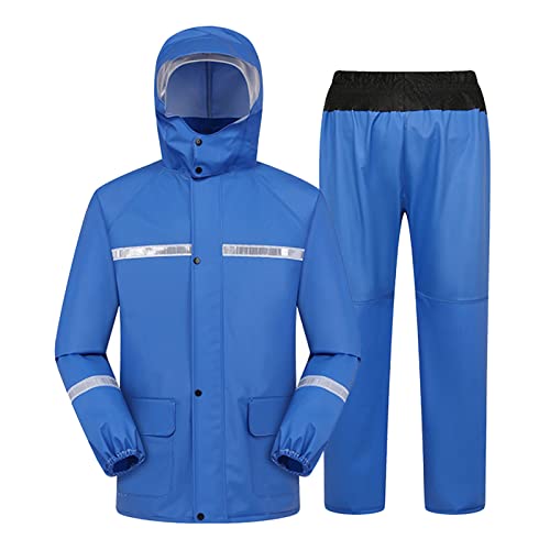 Regenanzug für Herren Damen Vollgummi Regenmantel und Regenhose Regenbekleidung Arbeitskleidung mit Winddichte Kapuze Herren und Damen Ritteranzug Wasserdicht Regenjacke Sets (Jacke + Hose) von Generic